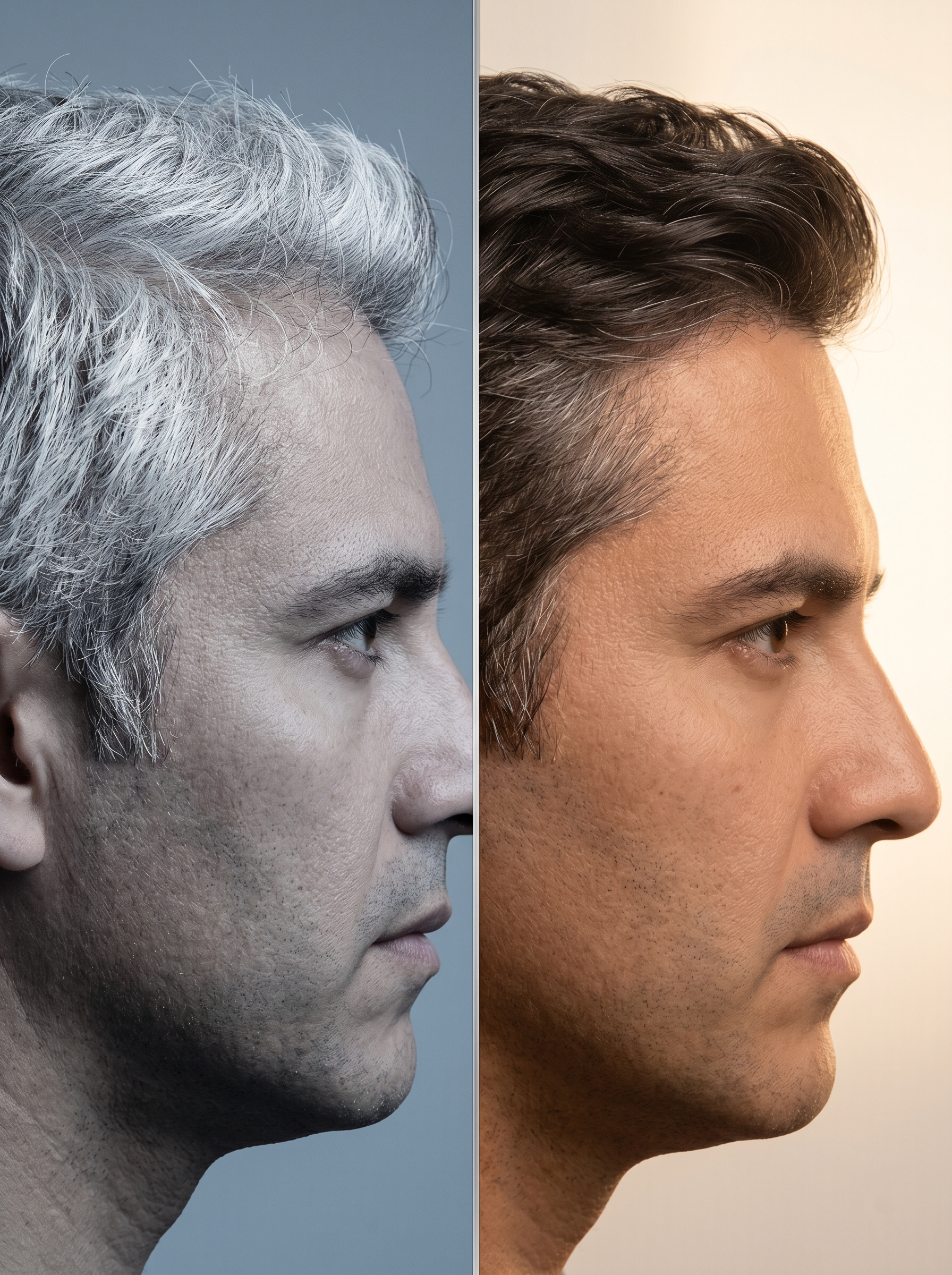 Antes y después — perfil masculino