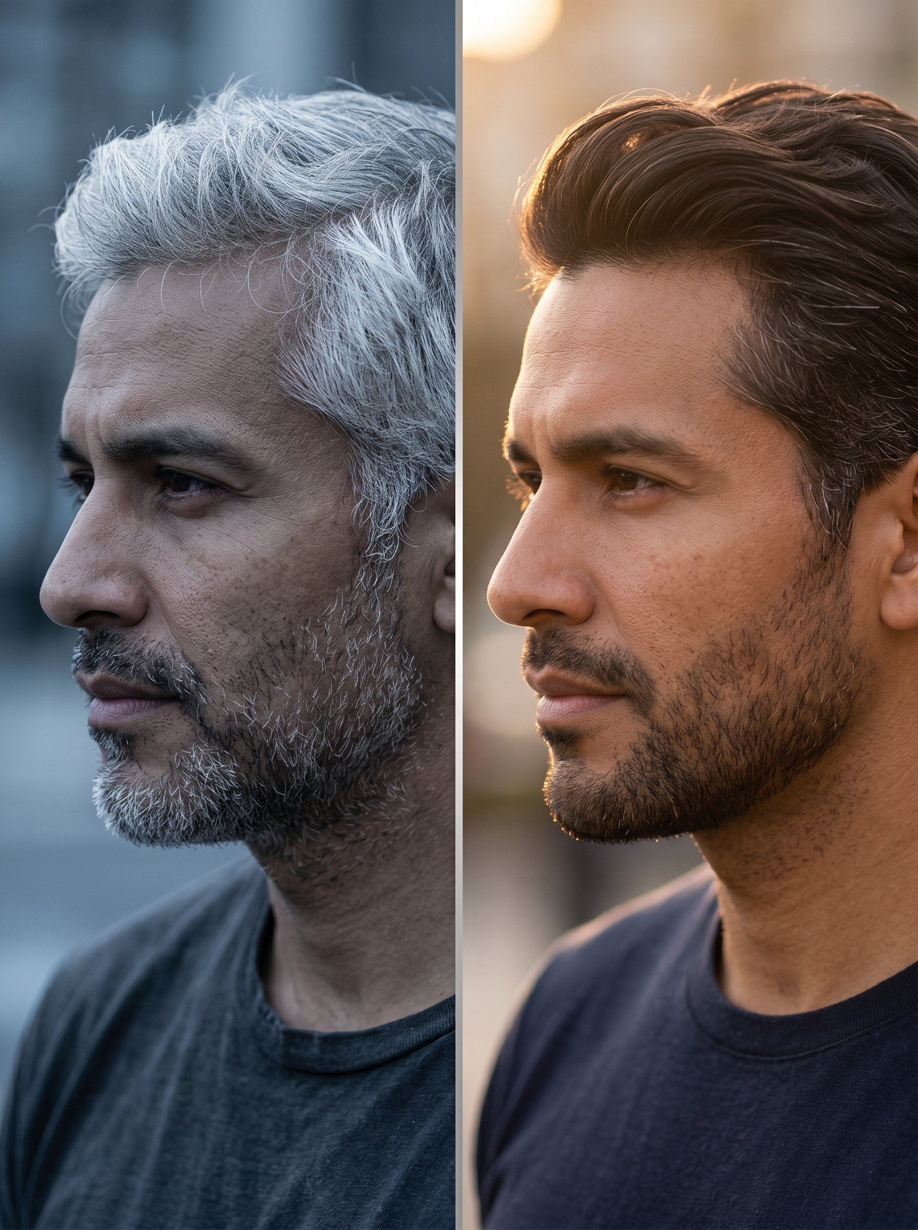 Antes y después — perfil masculino